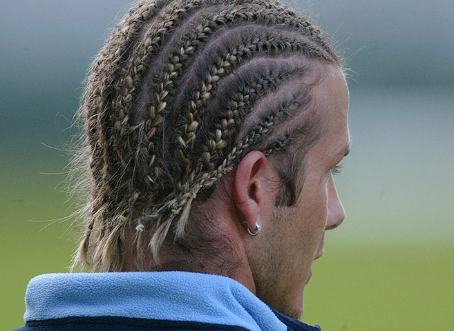 David Beckham with cornrows