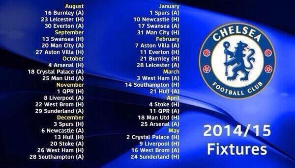 Chelsea FC 2014-15 fixtures in IST