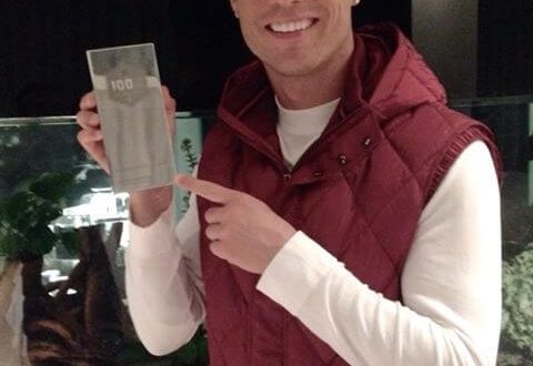 Cristiano Ronaldo with 100 millions Facebook trophy