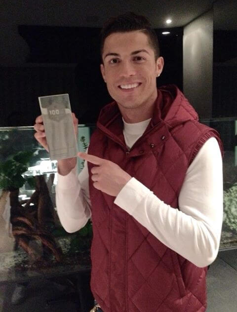 Cristiano Ronaldo with 100 millions Facebook trophy