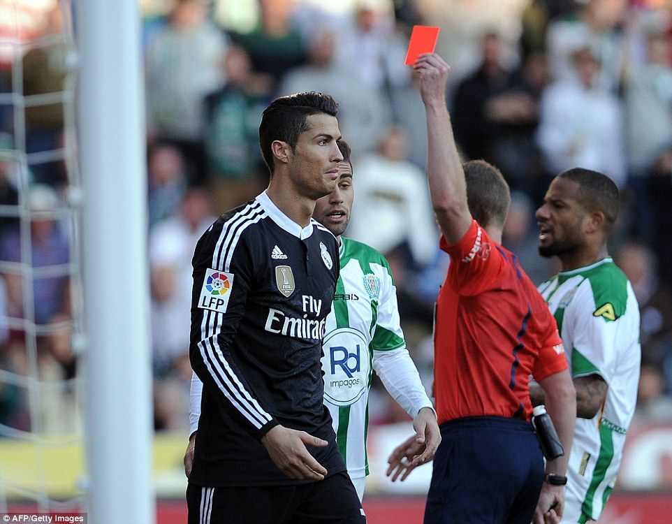 Cristiano Ronaldo received red card