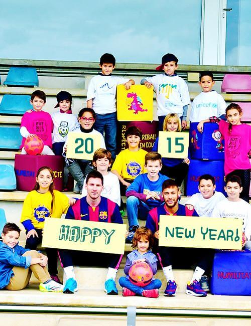 Lionel Messi and Neymar wishing Happy new year 2015