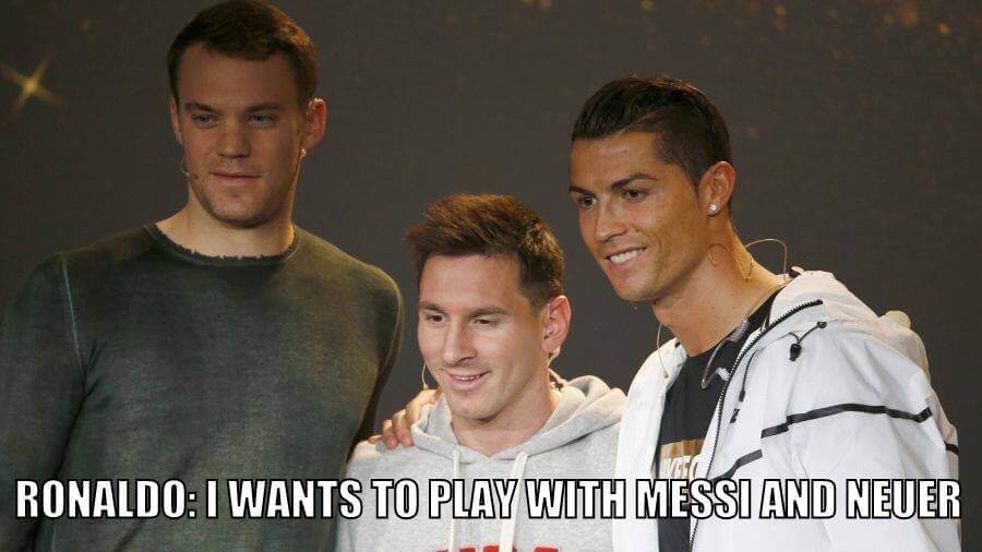 Ronaldo with Neuer and Messi