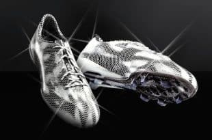 Shiny Adidas Adizero F50 white black boots