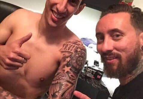 Angel Di Maria 7 number tattoo on left hand