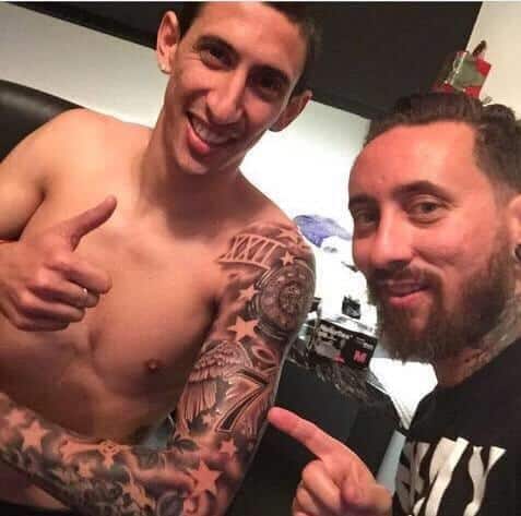 Angel Di Maria 7 number tattoo on left hand