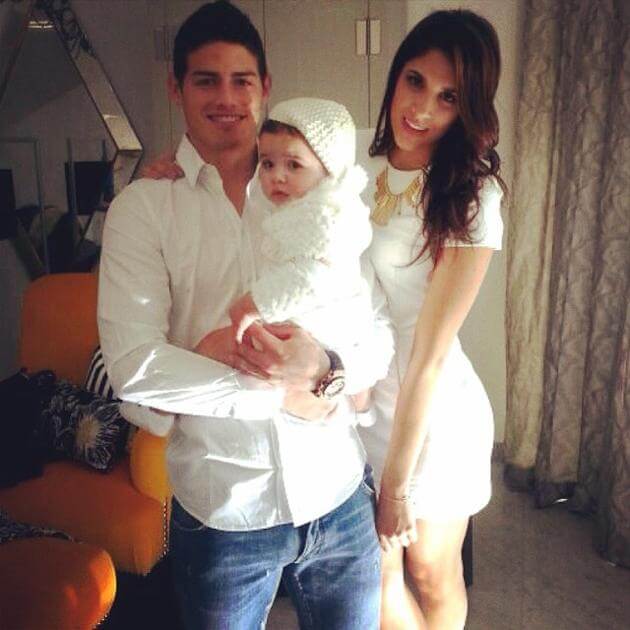 James with wife Daniela Ospina and daughter Salome