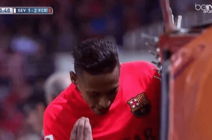 Neymar reaction after susbtitution