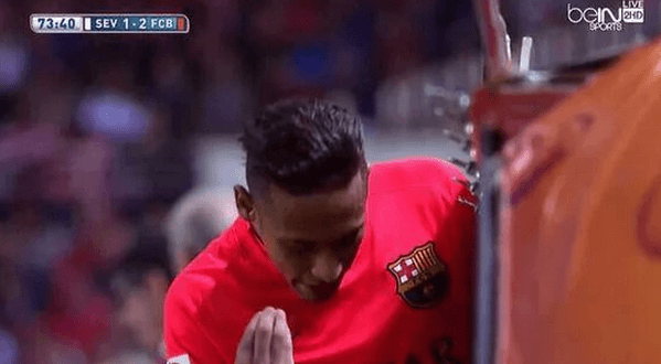 Neymar reaction after susbtitution