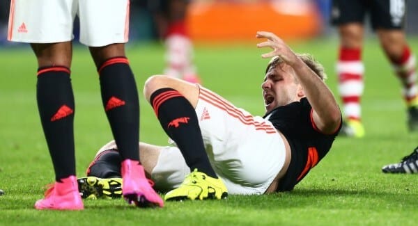 Luke Shaw during champions league match