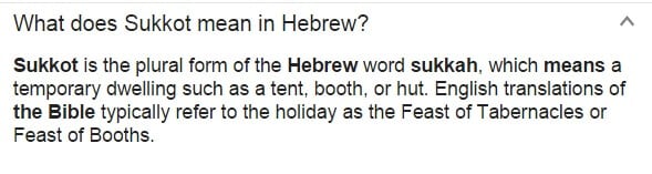 Meaning of Sukkot In Hebrew