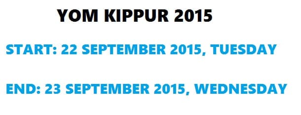 Yom Kippur 2015 Date and time