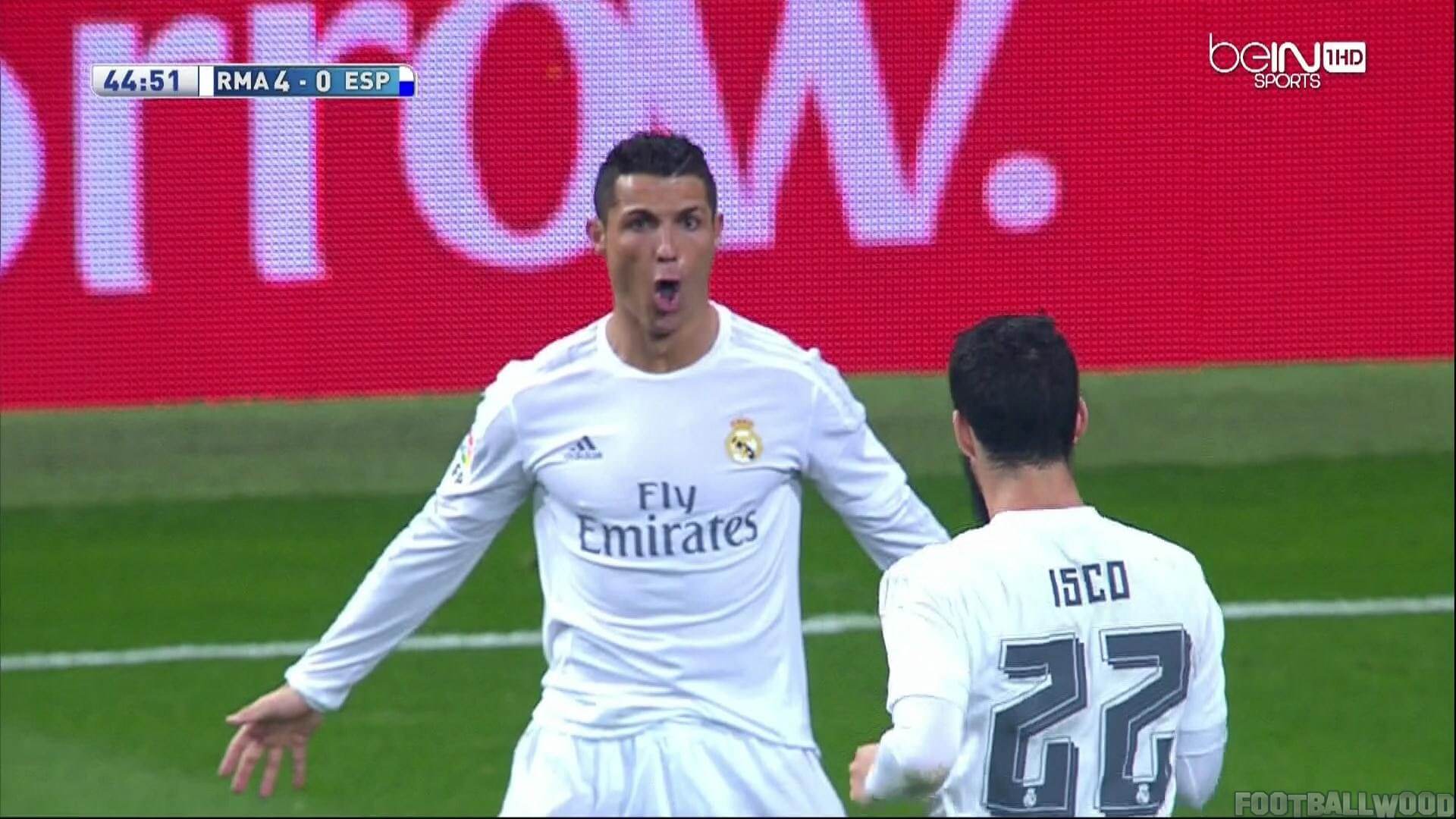 Cristiano Ronaldo eight goals vs Espanyol