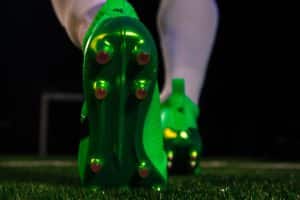 Picture 2.0. Cones or blades on the bottom of the shoe for grip.