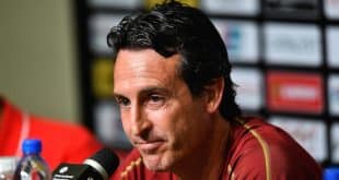 SINGAPORE - JULY 27: Unai Emery manager of Arsenal looks on pre match press conference ahead of the International Champions Cup 2018 match between Arsenal v Paris Saint Germain on July 27, 2018 in Singapore. (Photo by Thananuwat Srirasant/Getty Images for ICC)