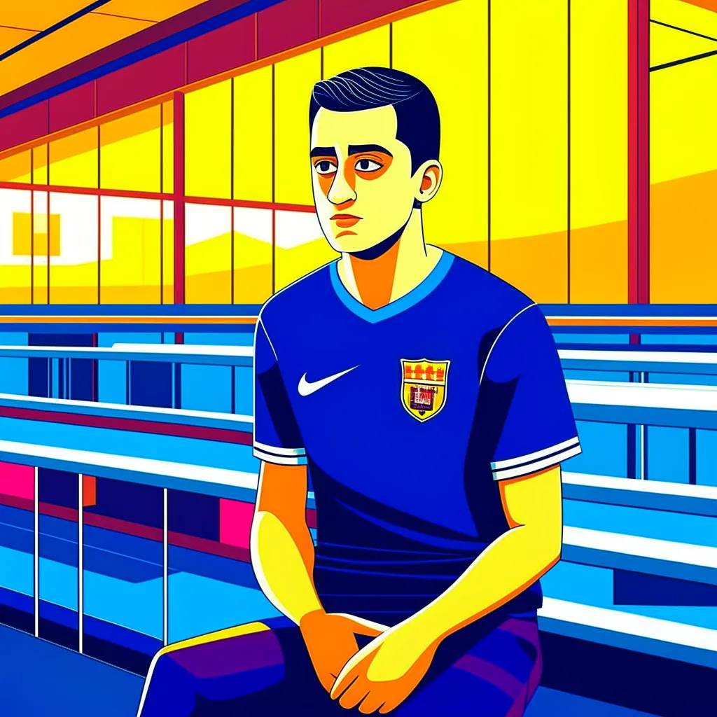 Young Xavi Hernandez practicing soccer skills at Barcelona's La Masia youth academy training grounds